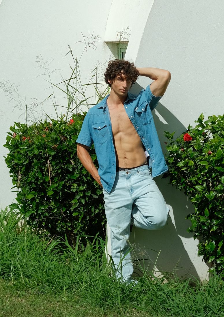 Denim look against white domes